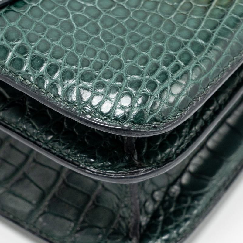 Hermes Constance 24 ALLIGATOR MISSISSIPPIENSIS MAT Vert Fonce GHW Stamp X
