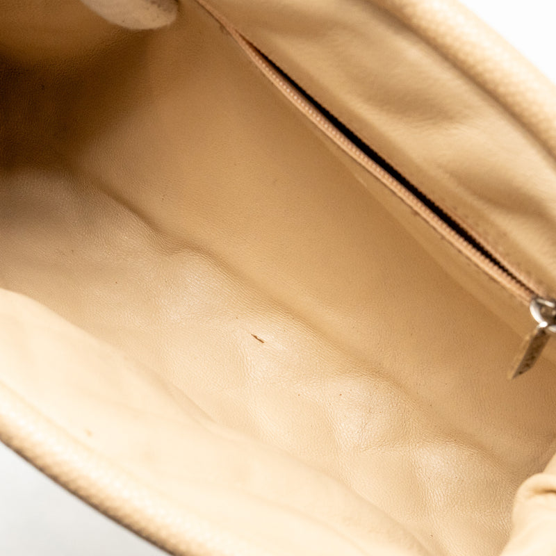 Chanel timeless kisslock clutch caviar beige SHW