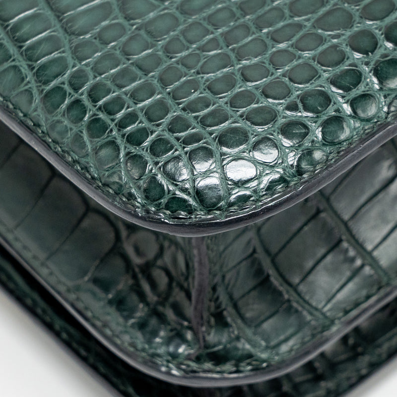 Hermes Constance 24 ALLIGATOR MISSISSIPPIENSIS MAT Vert Fonce GHW Stamp X