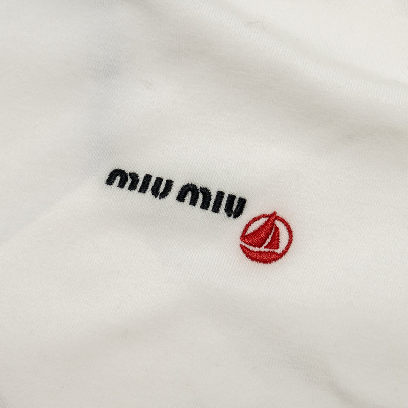 Miu Miu x Petit Bateau Size M Embroidered T-shirt Cotton White