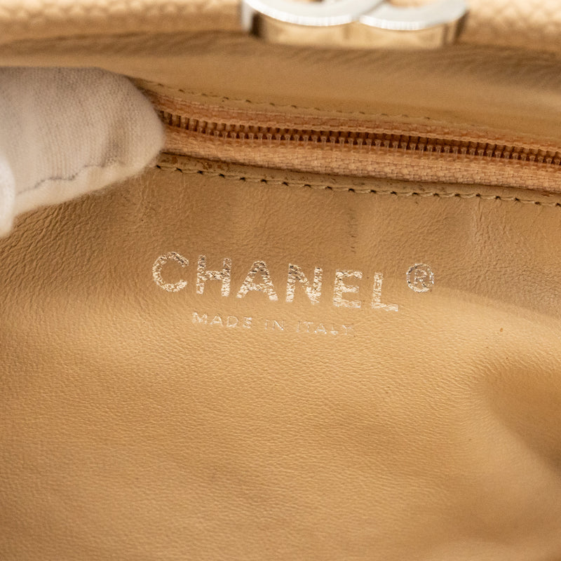 Chanel timeless kisslock clutch caviar beige SHW