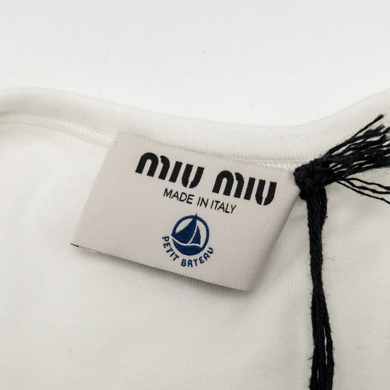 Miu Miu x Petit Bateau Size M Embroidered T-shirt Cotton White