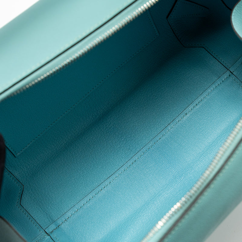 Hermes Maxi Box Evercolor Blue SHW Stamp T