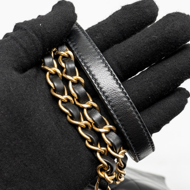 Chanel Mini Trendy Spirit Top Handle Flap Bag Lambskin Black GHW