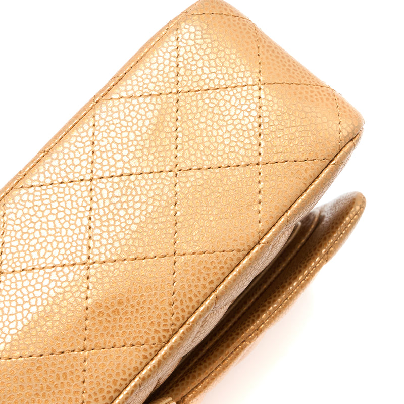 Chanel Medium Classic Double Flap Bag Caviar Metallic Iridescent Ruthenium Hardware