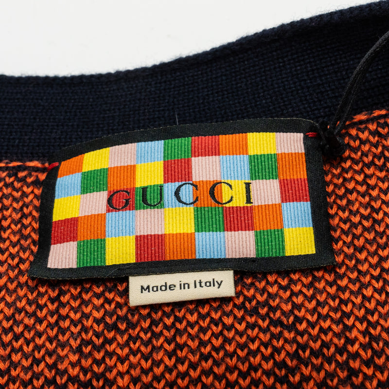 Gucci Size XS GG Jacquard Cardigan Wool/Cotton Orange