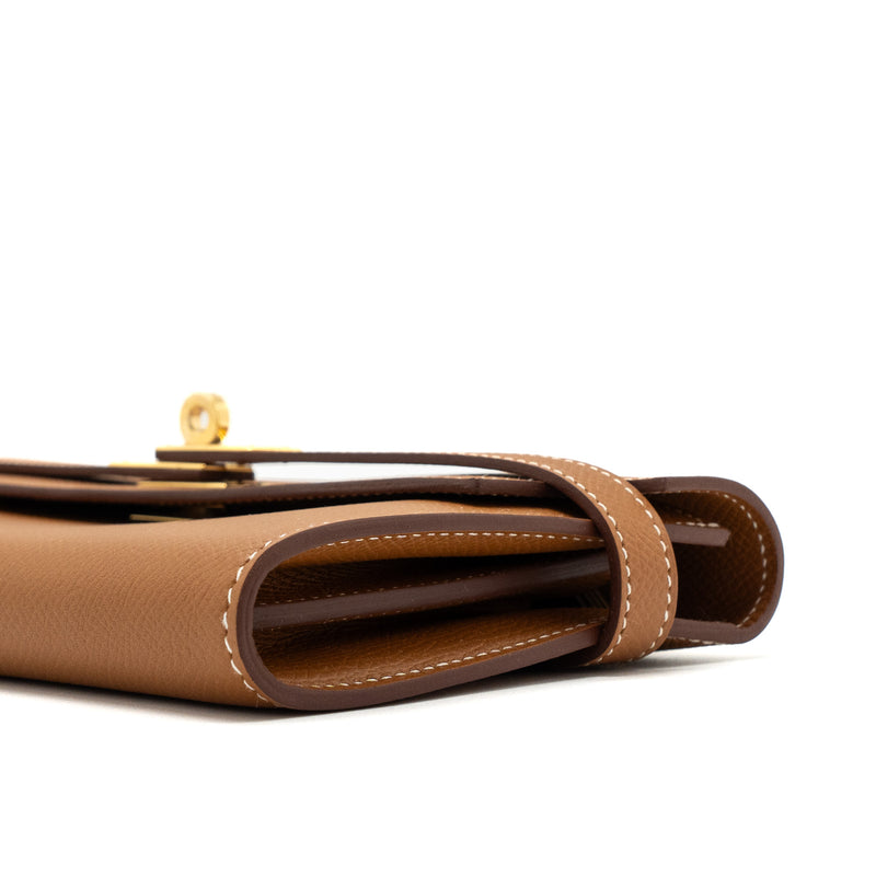 Hermes kelly long wallet epsom gold GHW stamp D