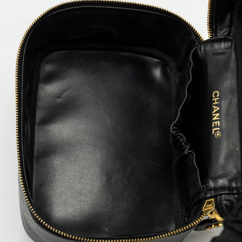 CHANEL VINTAGE Vanity Case Caviar Black GHW