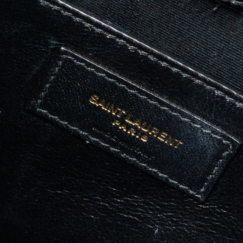 Saint laurent Manhattan shoulder bag croc-embossed calfskin black GHW