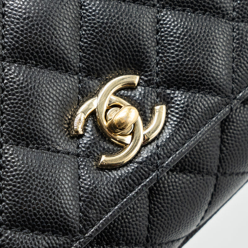 Chanel Coco Handle Extra Mini With Lizard Embossed Handle Caviar Black LGHW(microchip)