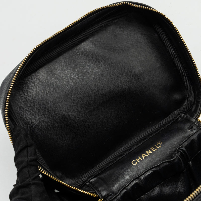 CHANEL VINTAGE Vanity Case Caviar Black GHW