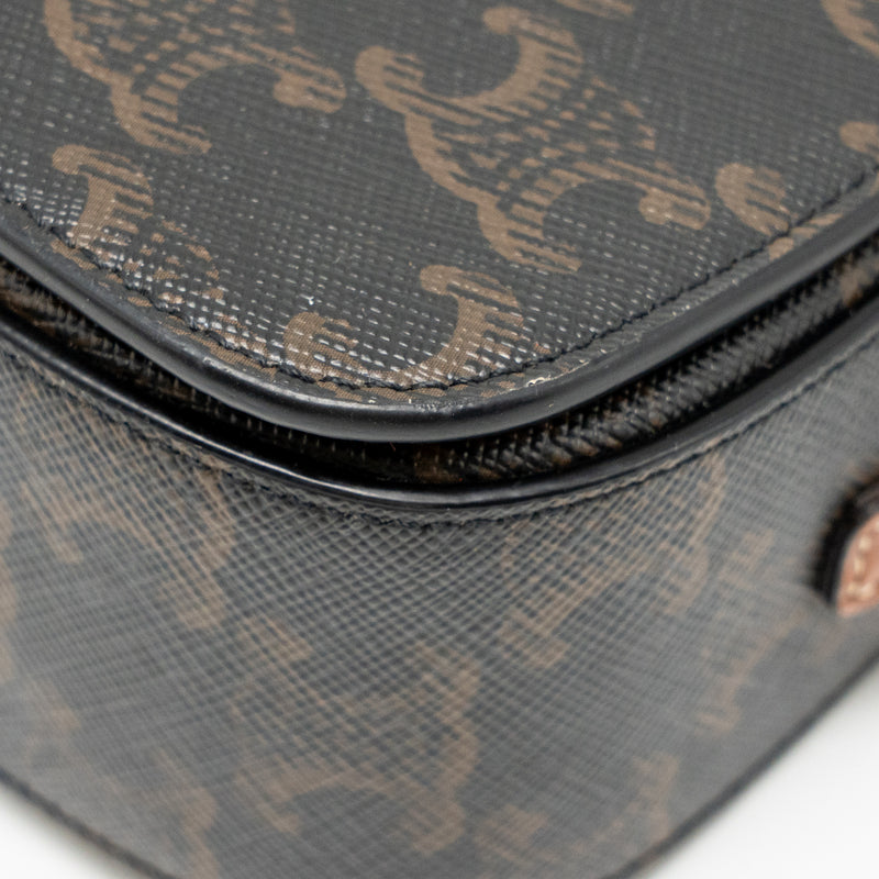 Celine Clutch On Strap Tabou Triomphe Canvas/Calfskin Tan GHW