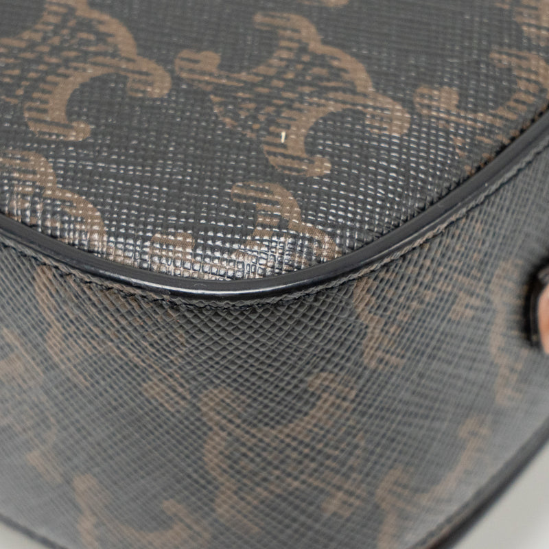 Celine Clutch On Strap Tabou Triomphe Canvas/Calfskin Tan GHW