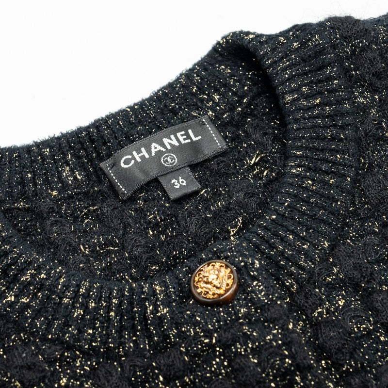 Chanel size 36 tweed dress black / gold