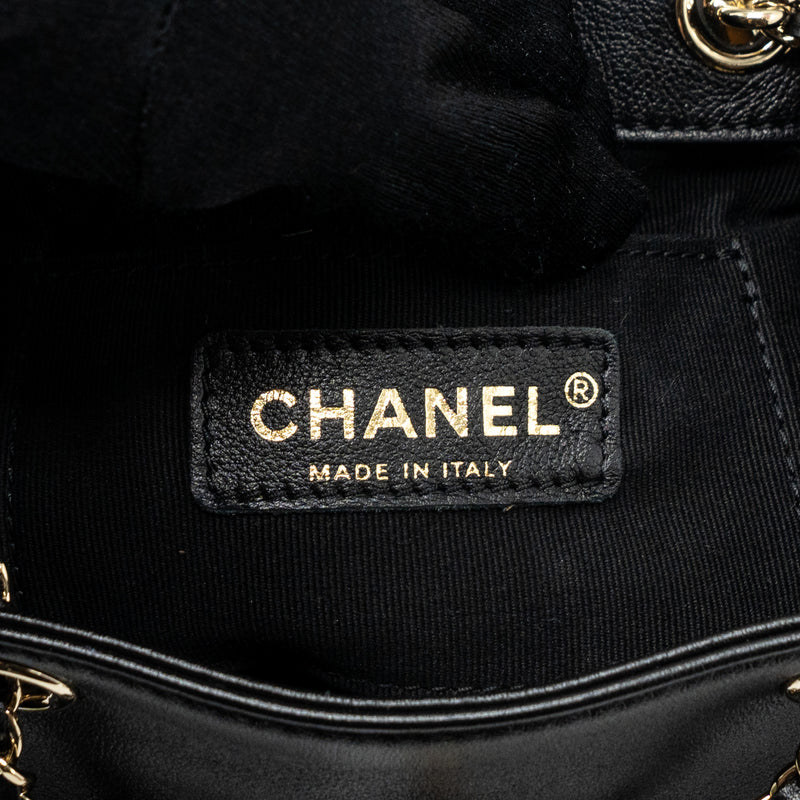 Chanel 23A mini triple pack backpack calfskin black LGHW (microchip )