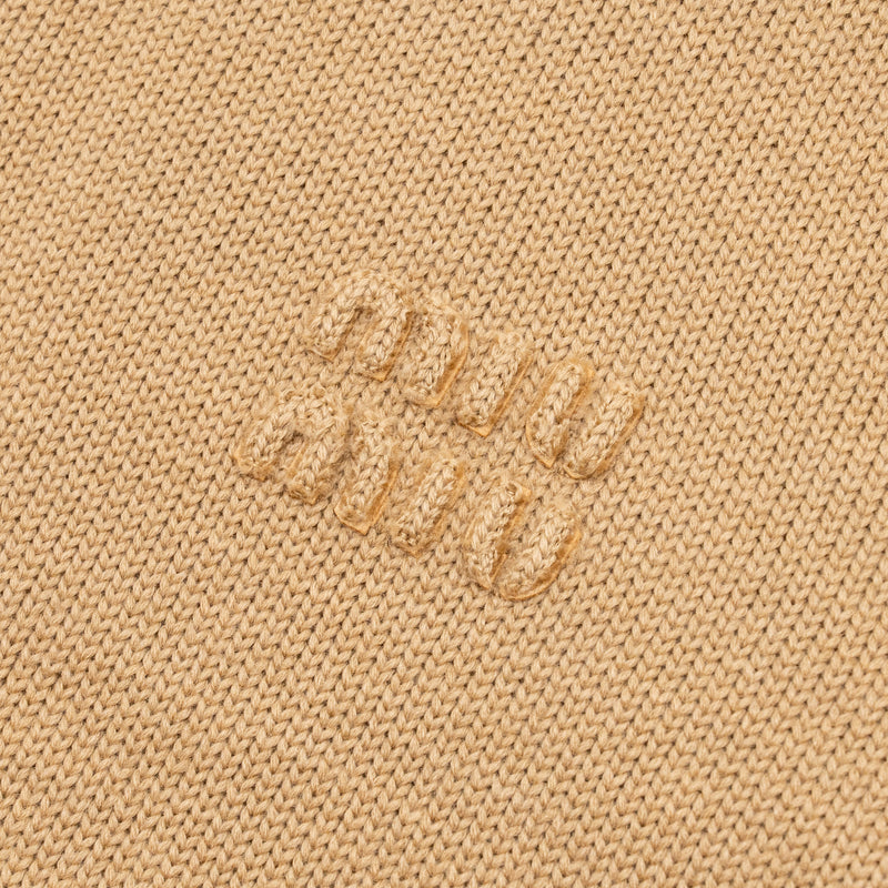 Miu Miu Size 38 Short-Sleeve Sweater Wool / Nylon Beige