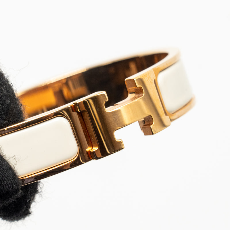 Hermes Size PM Clic H Bracelet Craie RGHW