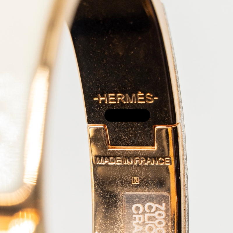 Hermes Size PM Clic H Bracelet Craie RGHW