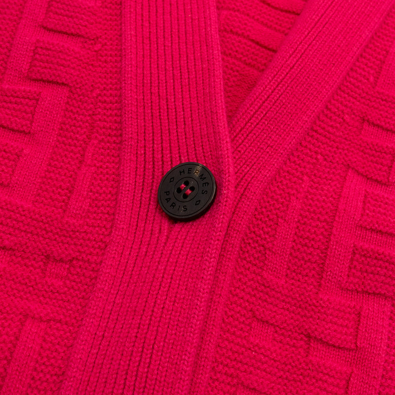 Hermes Size 34 Cardigan Virgin Wool Rose Flash