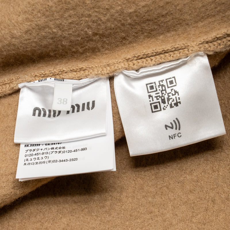 Miu Miu Size 38 Short-Sleeve Sweater Wool / Nylon Beige