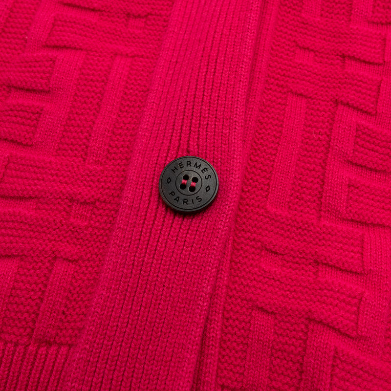 Hermes Size 34 Cardigan Virgin Wool Rose Flash