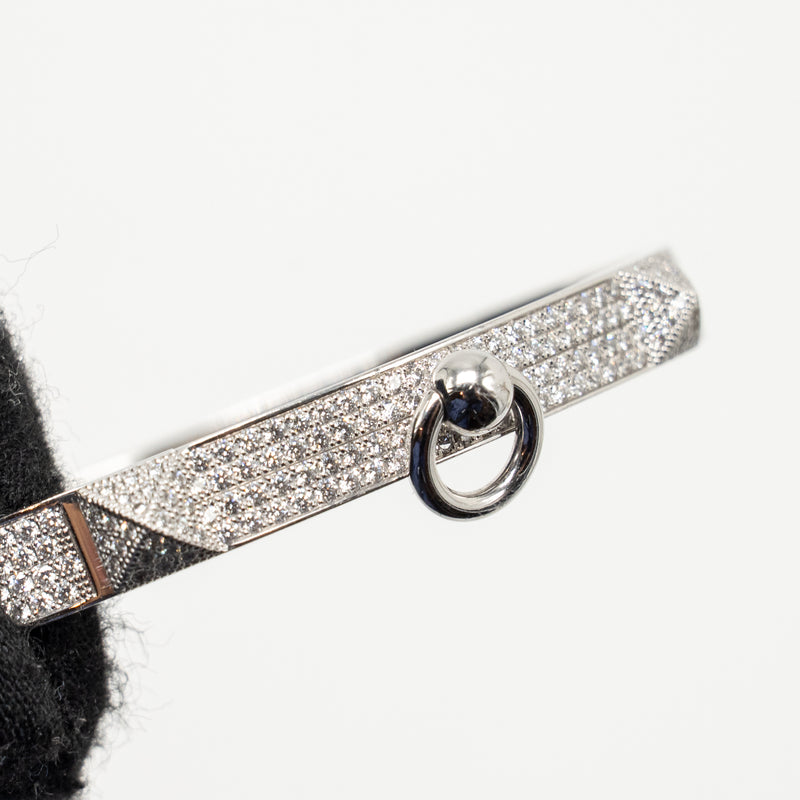 Hermes size SH Collier De Chien Bracelet, Small Model white gold with full diamonds