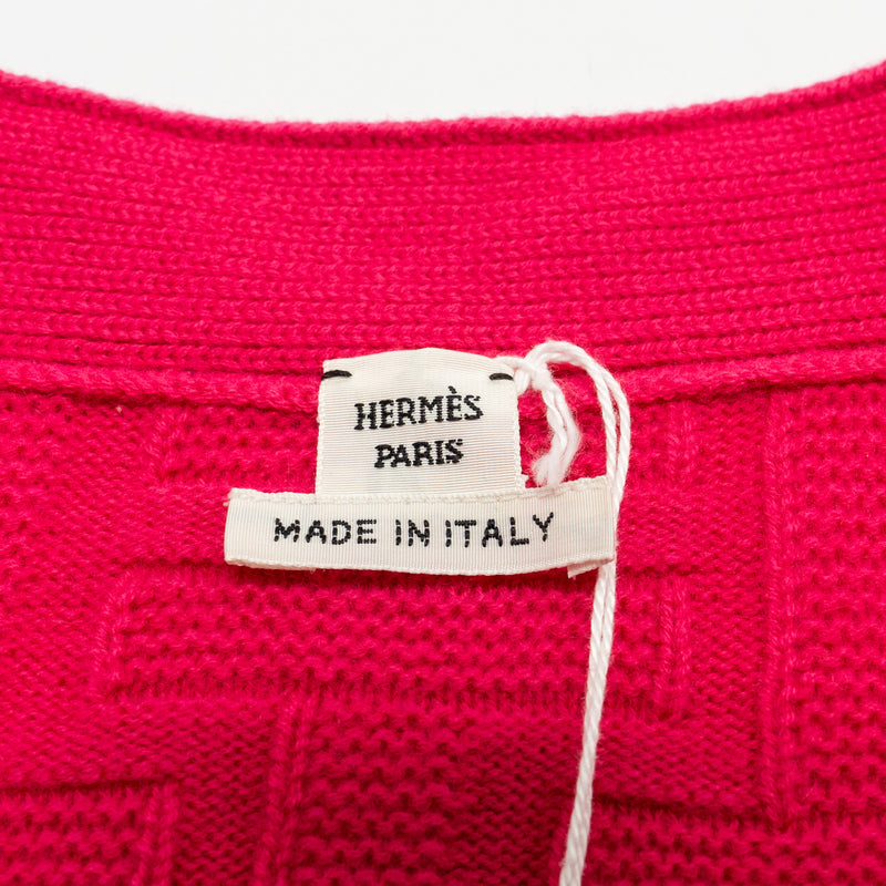 Hermes Size 34 Cardigan Virgin Wool Rose Flash