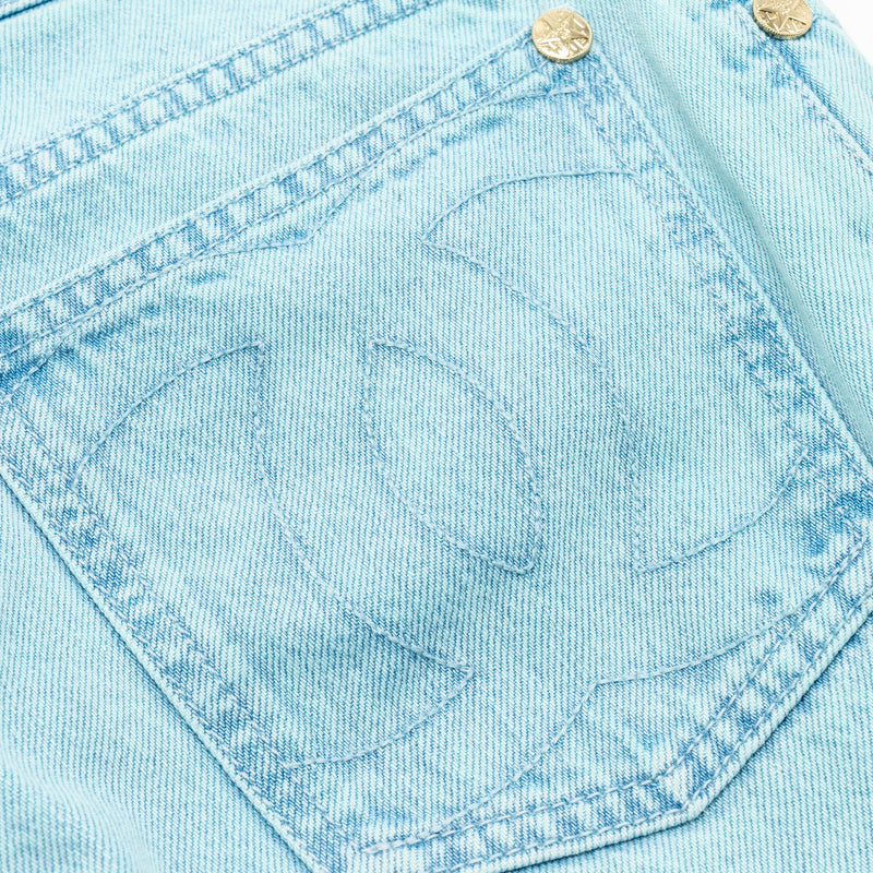 Chanel size 34 back pocket CC logo denim jeans pants light blue