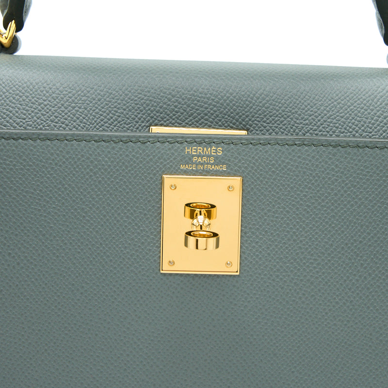 Hermes Kelly 28 Epsom Vert Amande GHW Stamp Z