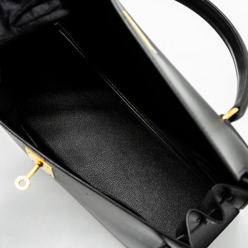 Hermes Kelly 32 Box Black GHW Stamp Square C