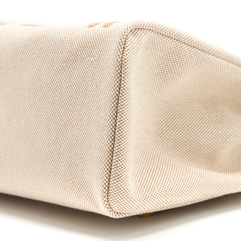 Hermes Herbag Zip 31 Toile En Relief Canvas/Leather Brides Sable/Ecru Beige/Nat Sable SHW Stamp Z