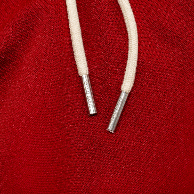 Celine Size S Cropped Hoodie Jersey Polyester Red / White