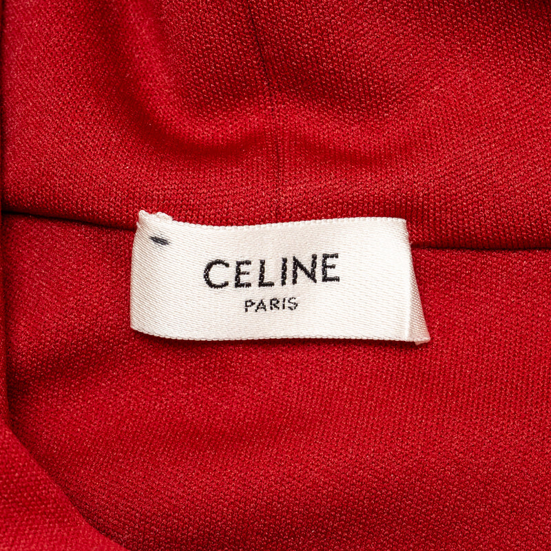 Celine Size S Cropped Hoodie Jersey Polyester Red / White