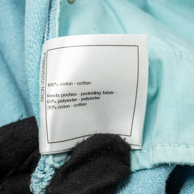 Chanel size 34 back pocket CC logo denim jeans pants light blue