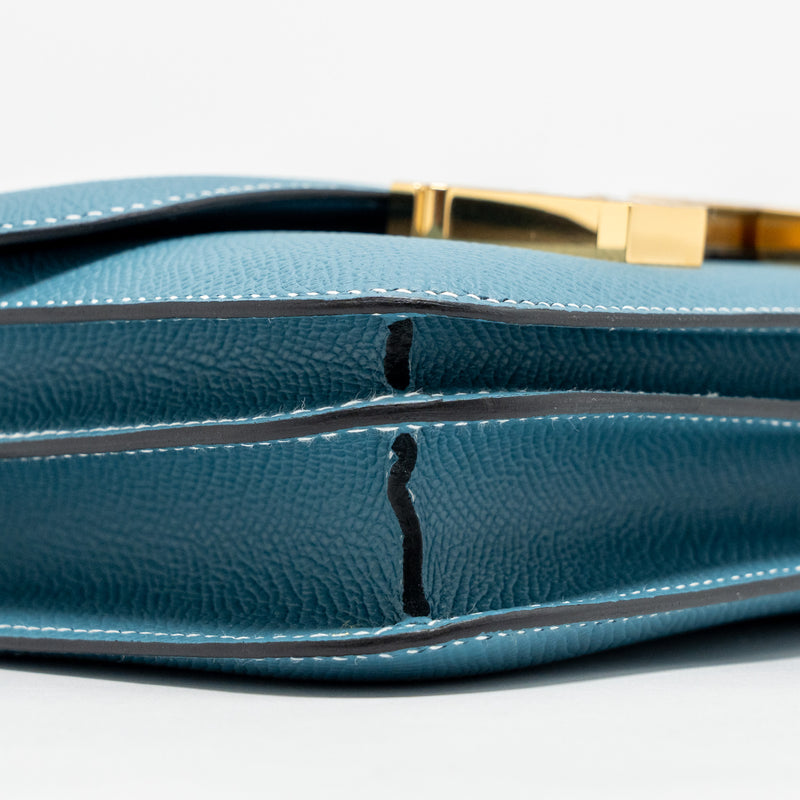 Hermes Mini Constance Epsom D2 New Blue Jean GHW Stamp W