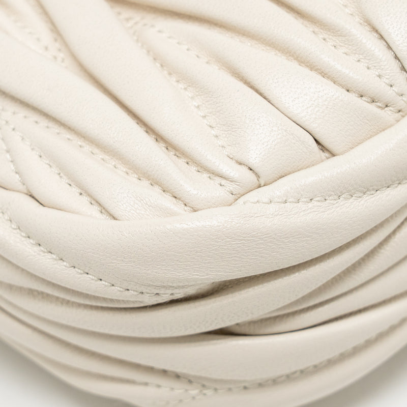 Miu Miu Wander Matelasse Mini Hobo Bag Nappa Lambskin White GHW