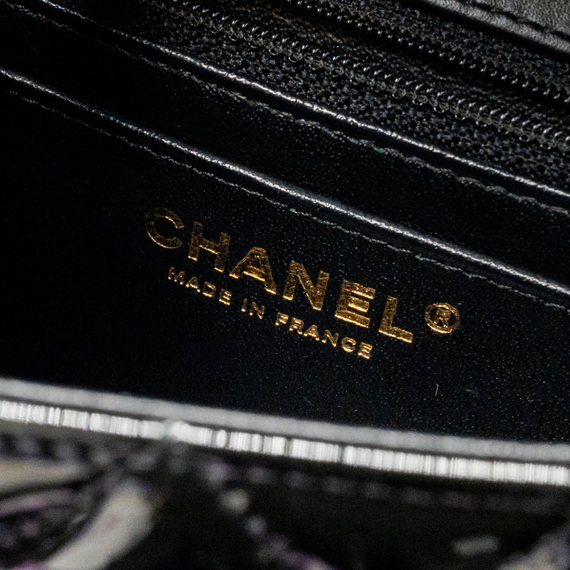 Chanel mini rectangular flap bag patent leather black LGHW