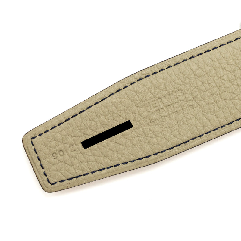 Hermes Size 90 Panache Buckle Reversible Belt 32MM Chamonix/ Togo Natural/ Sauge SHW Stamp Z