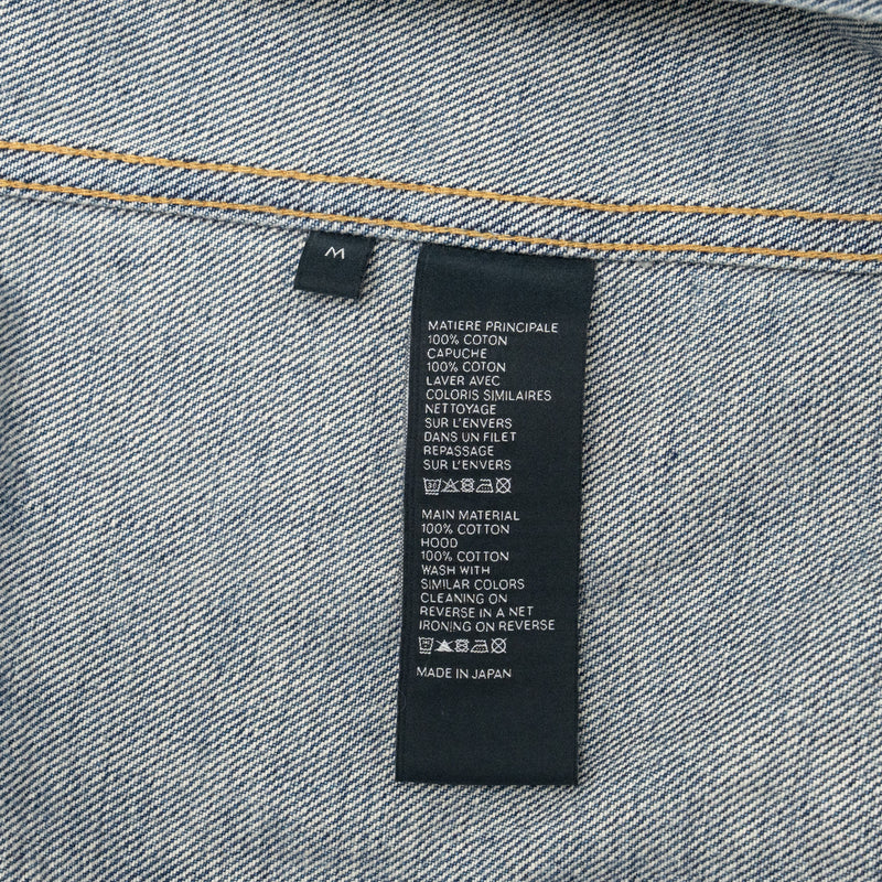 Celine Size M Hooded Trucker Denim Jacket Union Wash Denim Blue / Grey