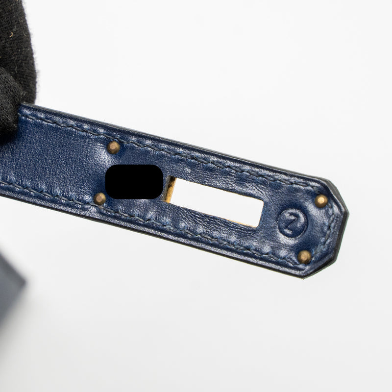 Hermes Kelly 32 Box Dark Blue GHW Circle Z