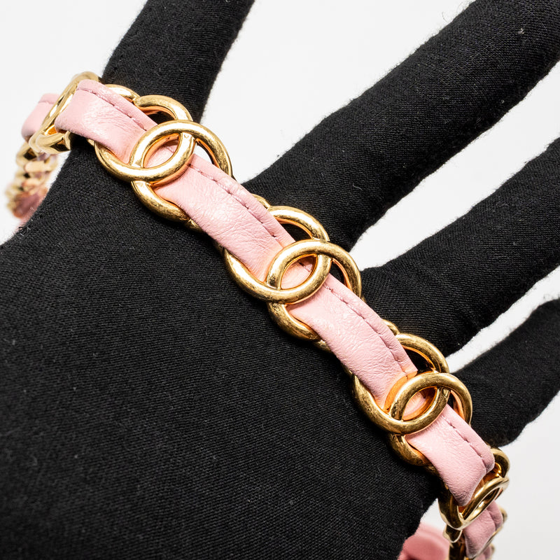 Chanel 22K Hobo Bag with Logo Chain Lambskin Pink GHW (Microchip)