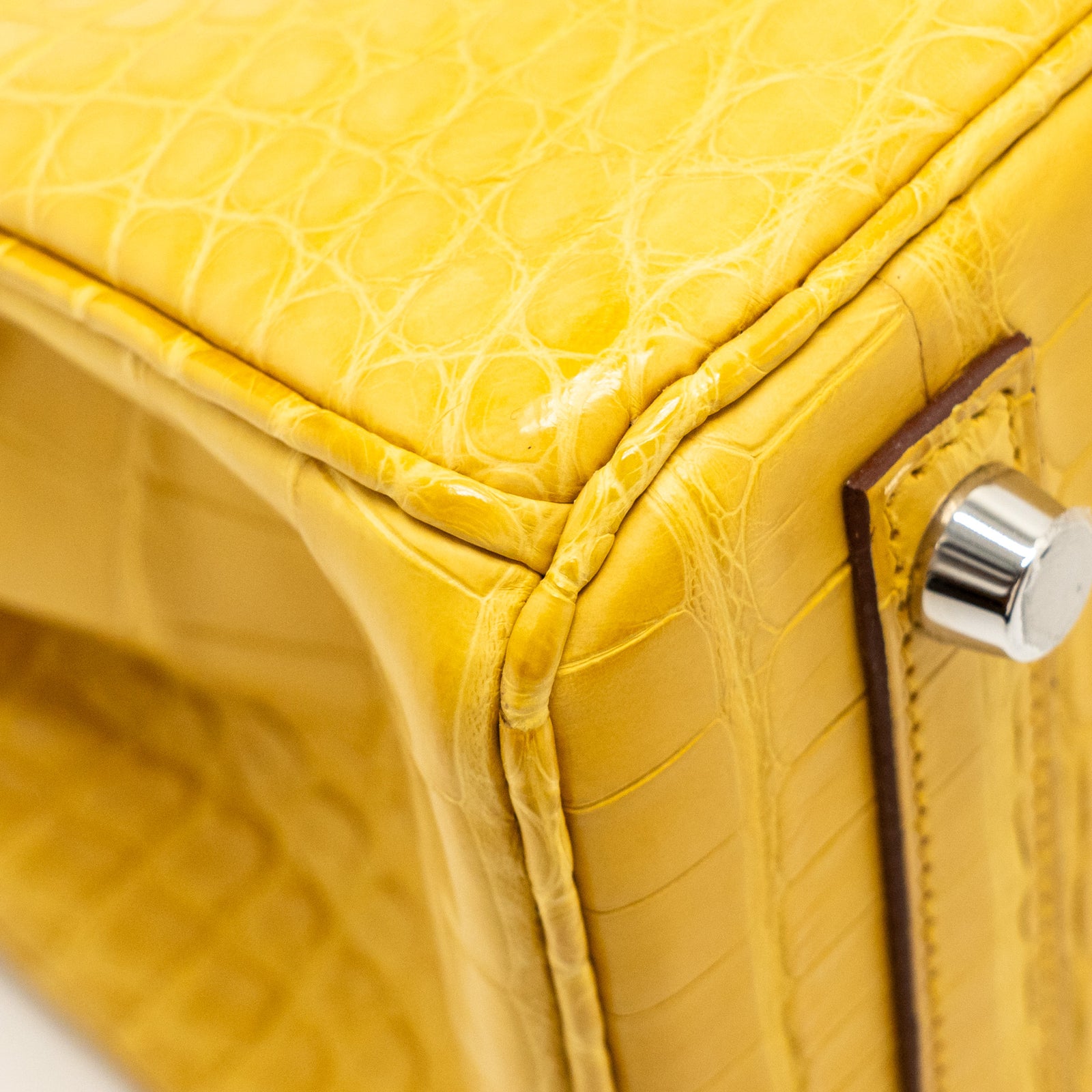 Hermes Birkin 25 Alligator Mississippiensis Mat 9D Jaune Ambre SHW Sta