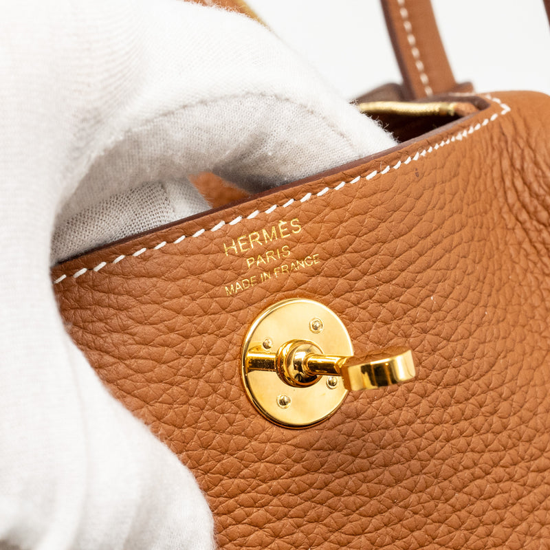 Hermes Mini Lindy Clemence Gold GHW Stamp U