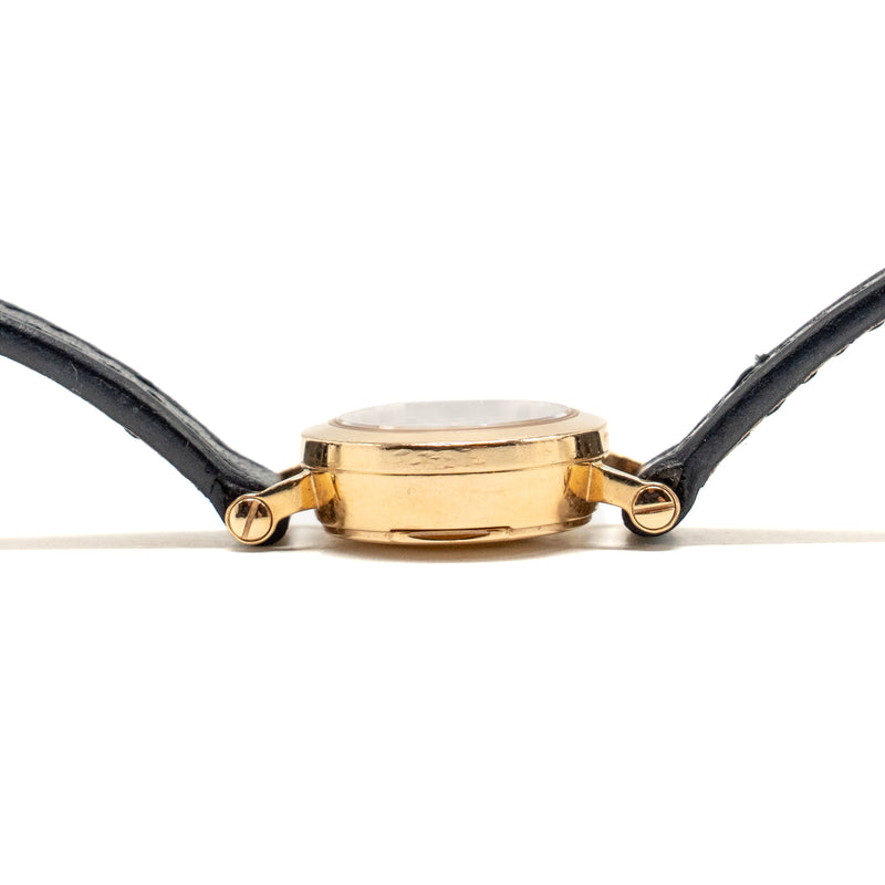 Hermes Faubourg Watch, Mini Model, 15mm Rose Gold/Diamond with Black Calfskin Strap