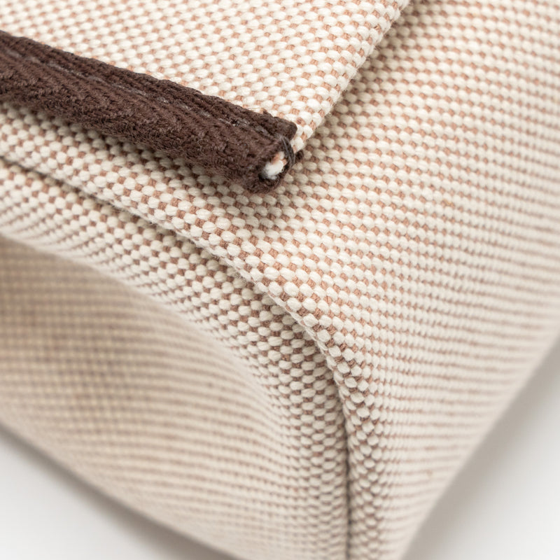 Hermes Herbag Mini Canvas/Hunter Leather Ecru-Beige/Ebene SHW Stamp K