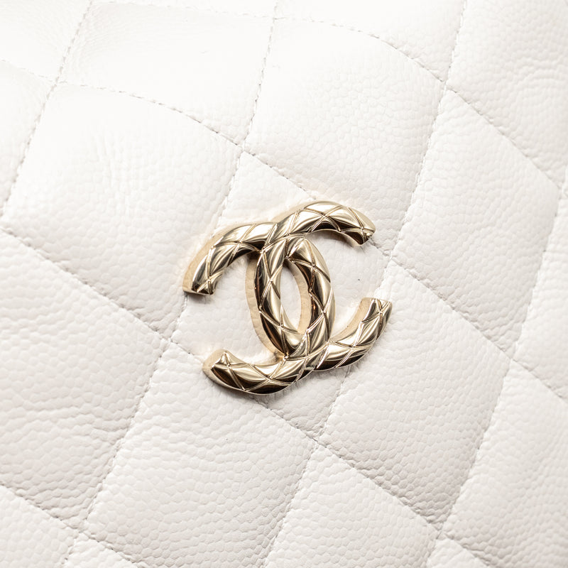 Chanel 25S Coco Crush Handle Bag Caviar White LGHW (Microchip)