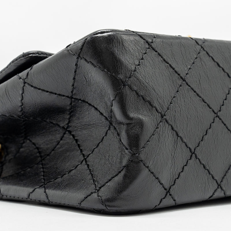 Chanel mini 2.55 reissue flap bag aged calfskin black GHW