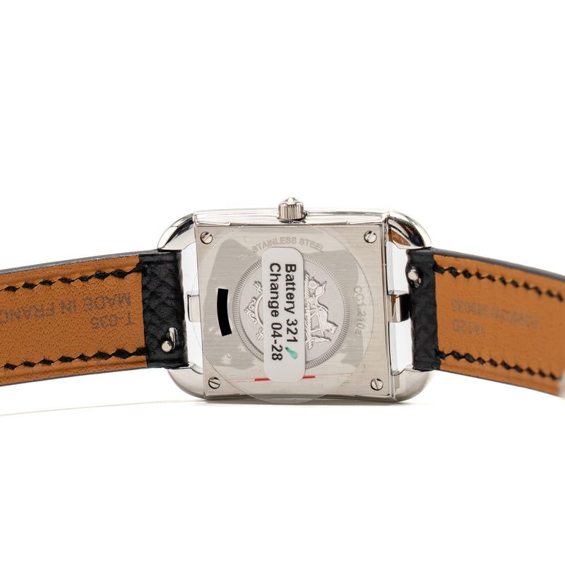 Hermes Cape Cod Watch, Small Model, 31mm Steel Case with Black Epsom Strap SHW