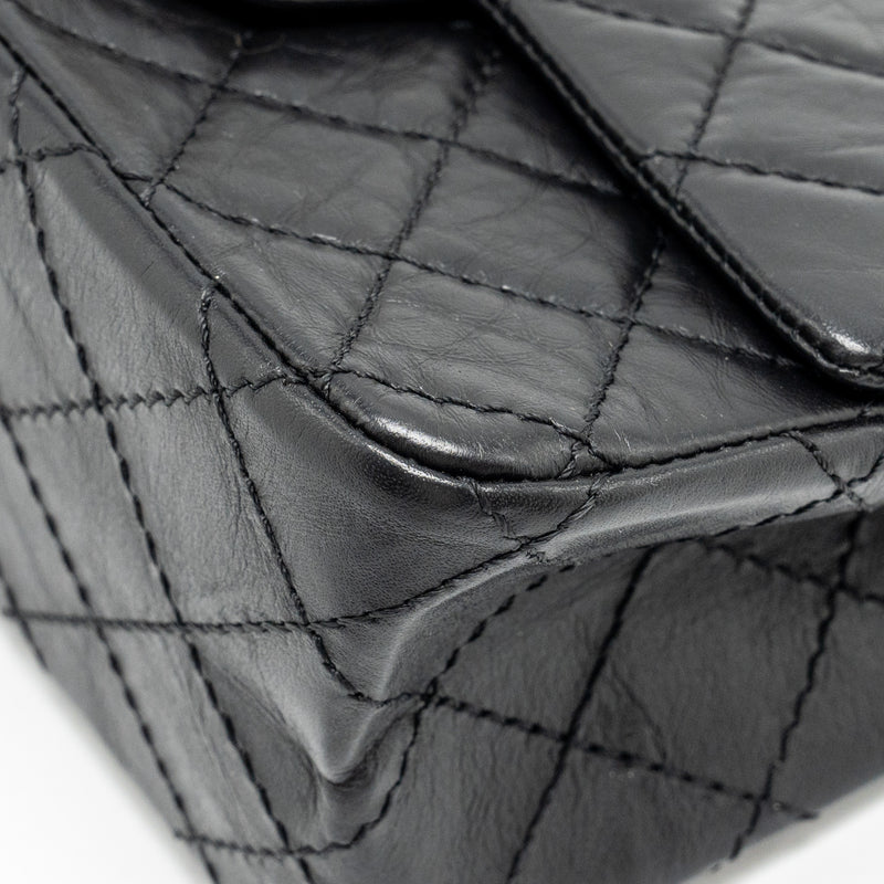 Chanel mini 2.55 reissue flap bag aged calfskin black GHW