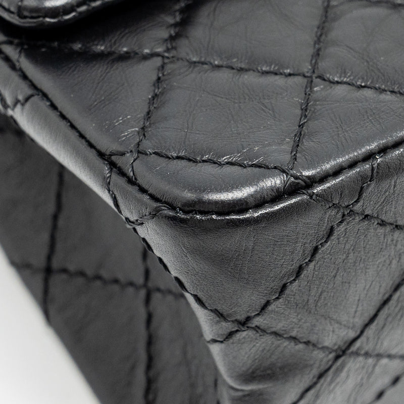 Chanel mini 2.55 reissue flap bag aged calfskin black GHW